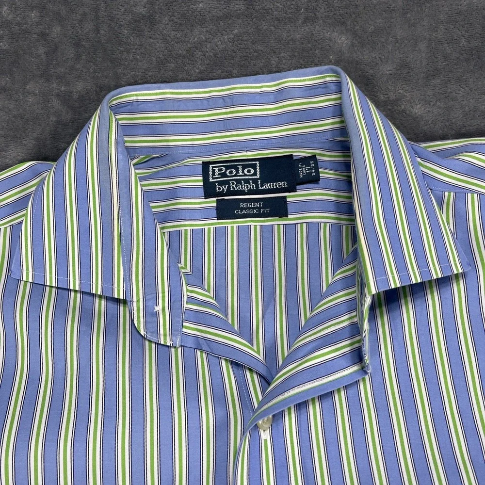 Polo Ralph‎ Lauren Shirt 17 1/2 34/35 Long Sleeve Regent Classic Oxford Striped